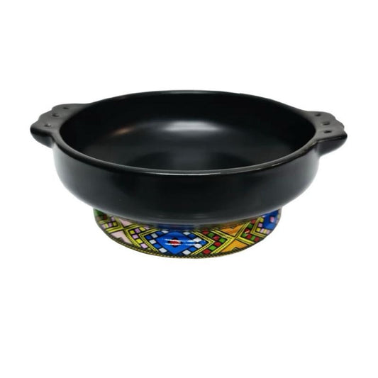 Serving plate Taba Ediyat design pattern ጣባ እዲያት ዲዛይን clay Medium 8”