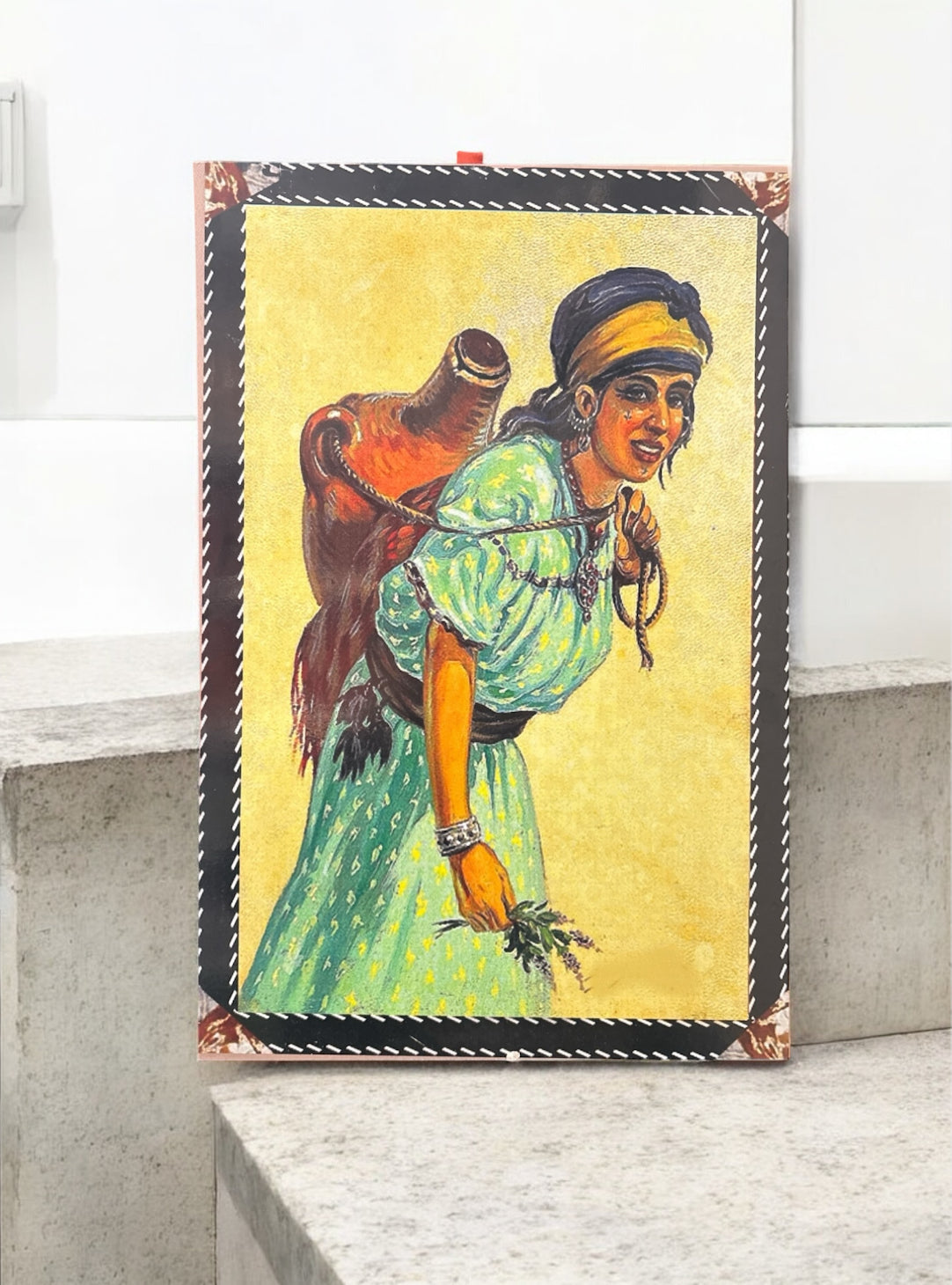 Traditional Rustic Ethnic Woman Wall Art Print on Wood – 60x40cm