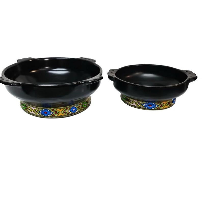 Serving plate Taba Ediyat design pattern ጣባ እዲያት ዲዛይን clay Medium 8”