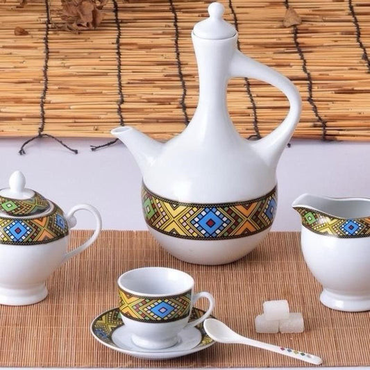 Coffee set- 23 Piece Traditional Coffee set with Jebena Coffee pot