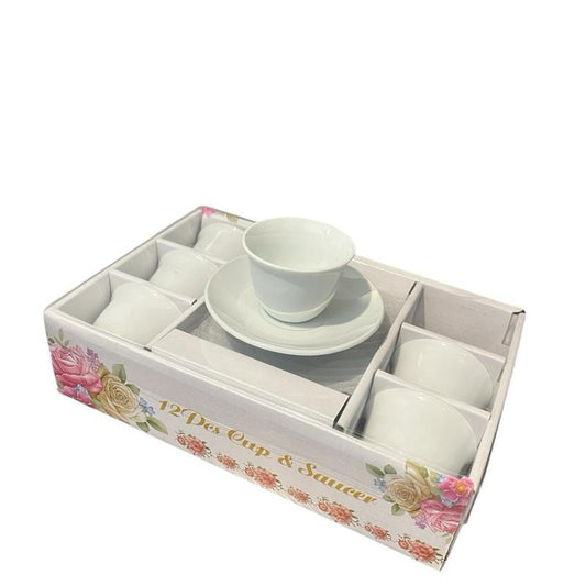 12 pcs Set white coffee cups Drinkware Saucer