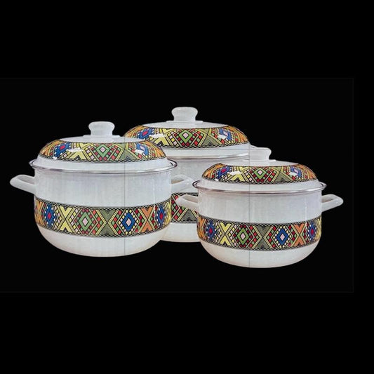 Traditional Art Enamel Cooking Ware Set 3pcs