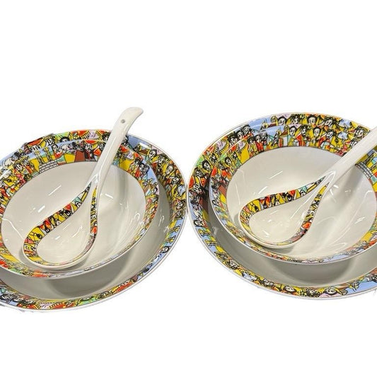 4 SERVING BOWLS AND 2 SPOONS