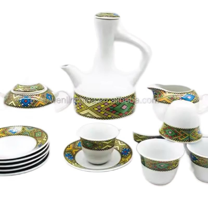 Coffee set- 23 Piece Traditional Coffee set with Jebena Coffee pot